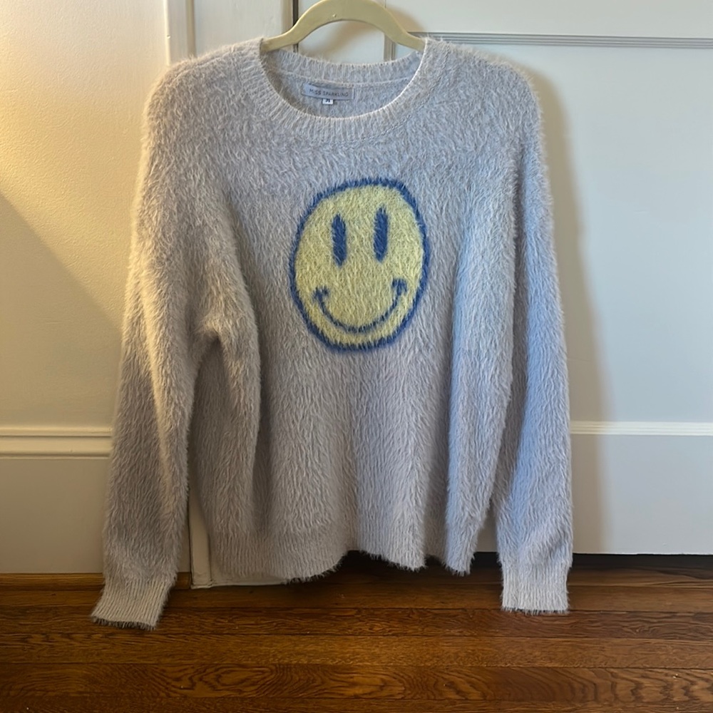 Miss Sparkling oversized smiley face sweater